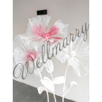 Ростовой цветок из органзы "Мак белый White/Pink"