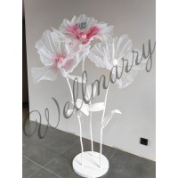 Ростовой цветок из органзы "Мак белый White/Pink"
